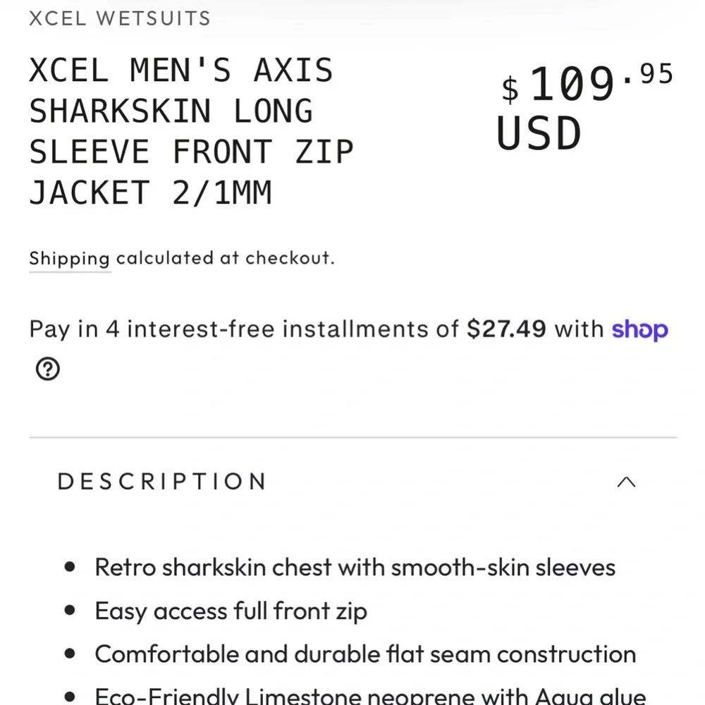 XCEL Men's Front-Zip Long Sleeve Swim Rash Guard in Black Brand New